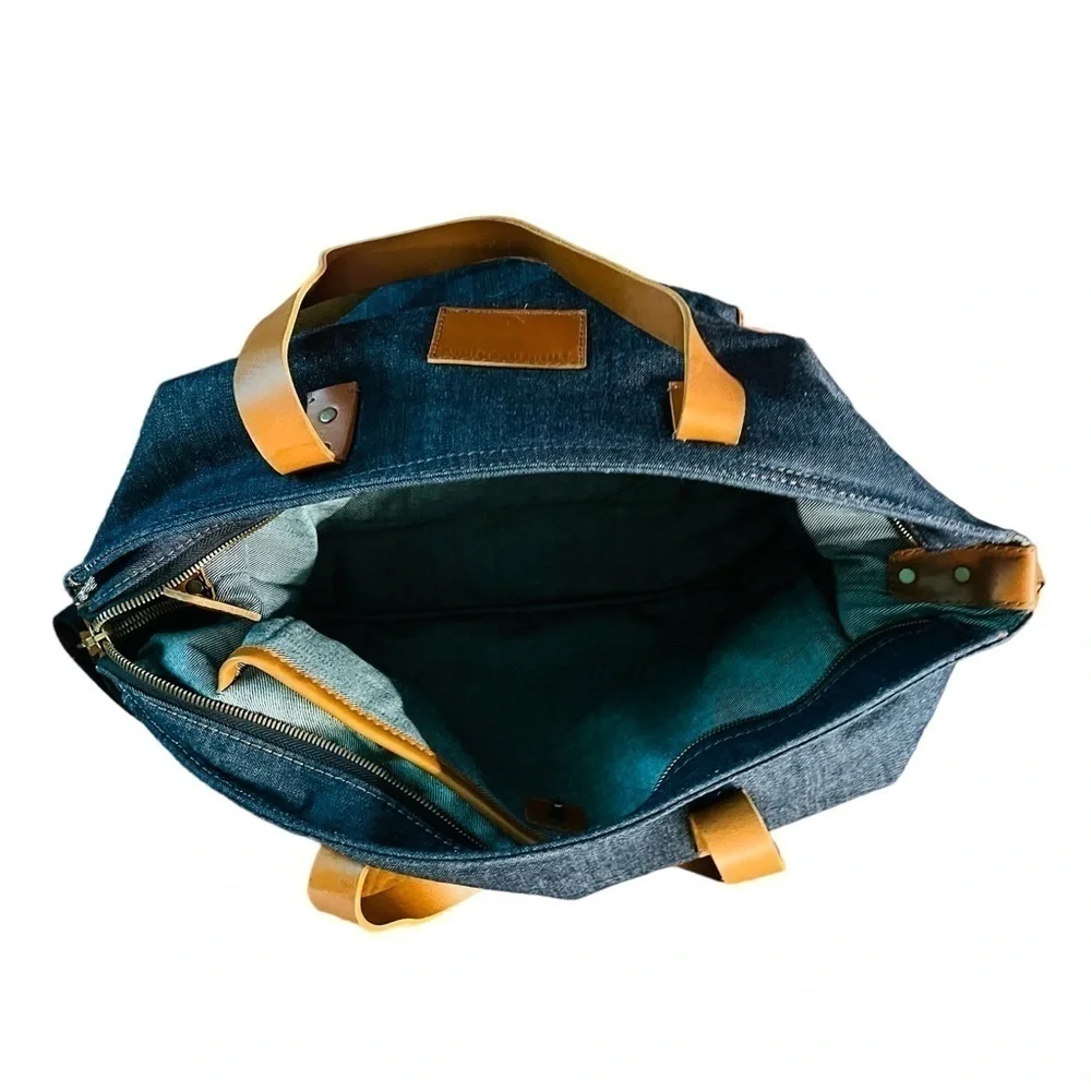 TRUE RELIGION UNISEX DENIM AND LEATHER TRAVEL BAG